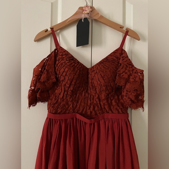 Beautiful formal, wedding guest dress petite XS. Color is burnt orange - Picture 2 of 6